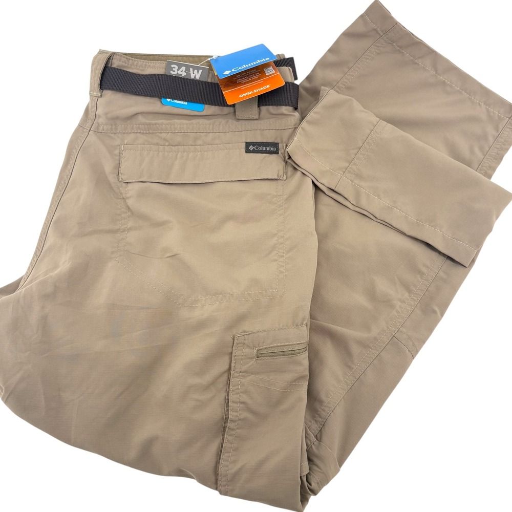 Columbia Kestrel Trail Mens 34x30 Convertible Cargo Pants Tusk Tan XM0102-221